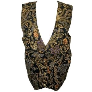Theo Women's Vintage Beaded Floral Vest Size Large